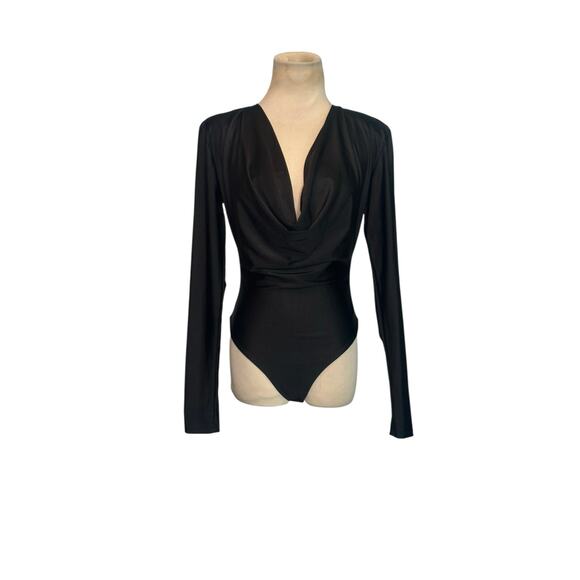 And Now This black long sleeves cowl neck bodysuit size XS - Picture 14 of 14